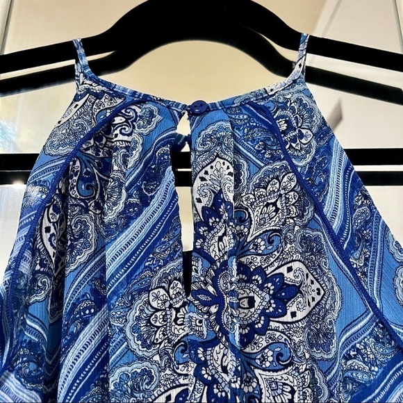 ENFOCUS Studio Blue Floral Paisley Print Midi/Maxi Halter Summer Dress Size 6 - Picture 5 of 10